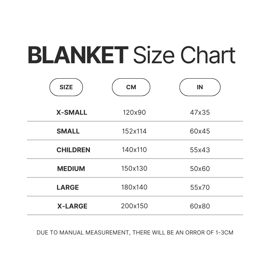 Blanket Size Chart - Gurren Lagann Merch