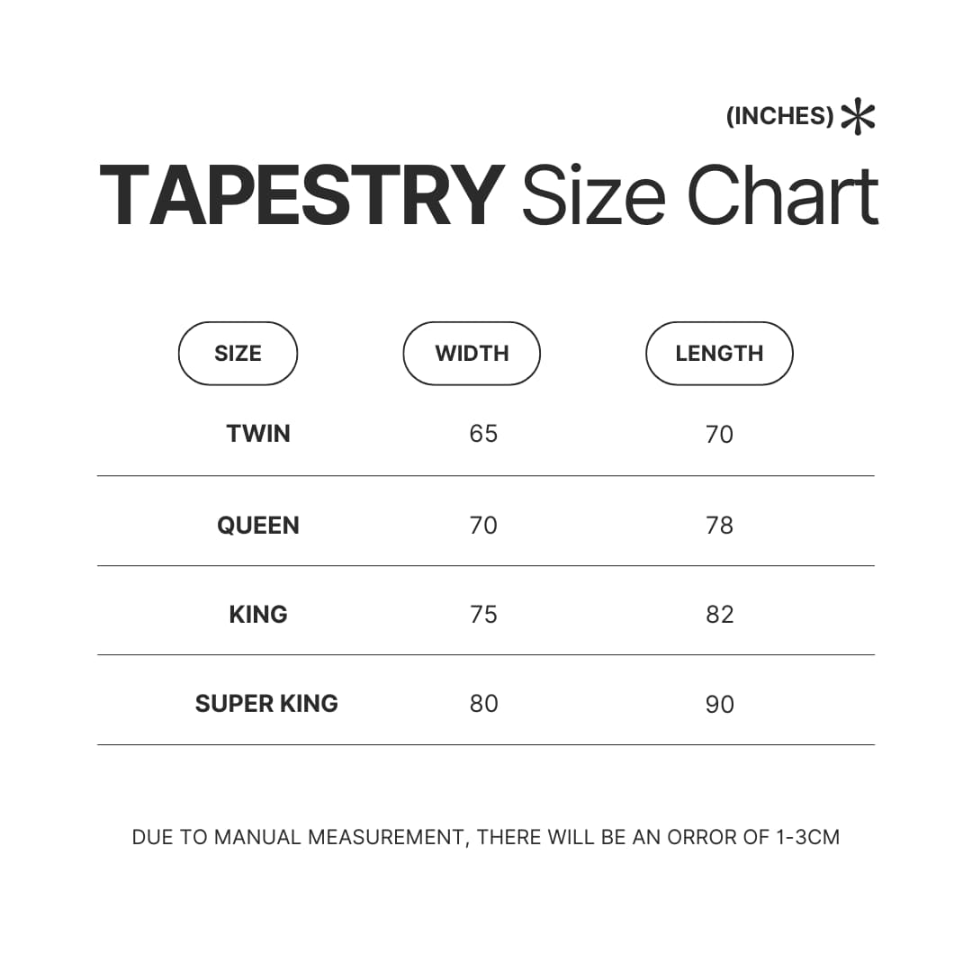 Tapestry Size Chart - Gurren Lagann Merch