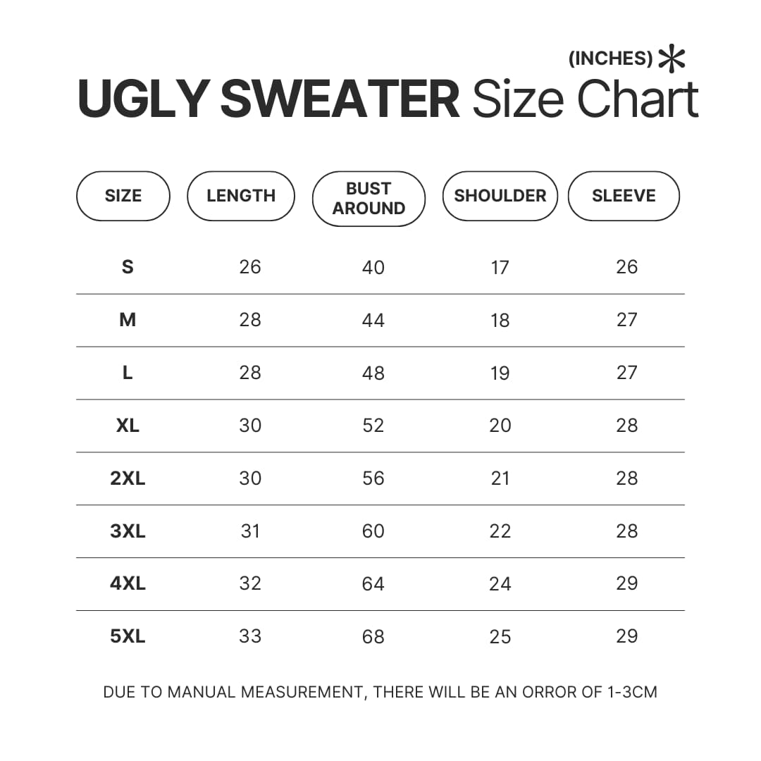 Ugly Sweater Size Chart - Gurren Lagann Merch