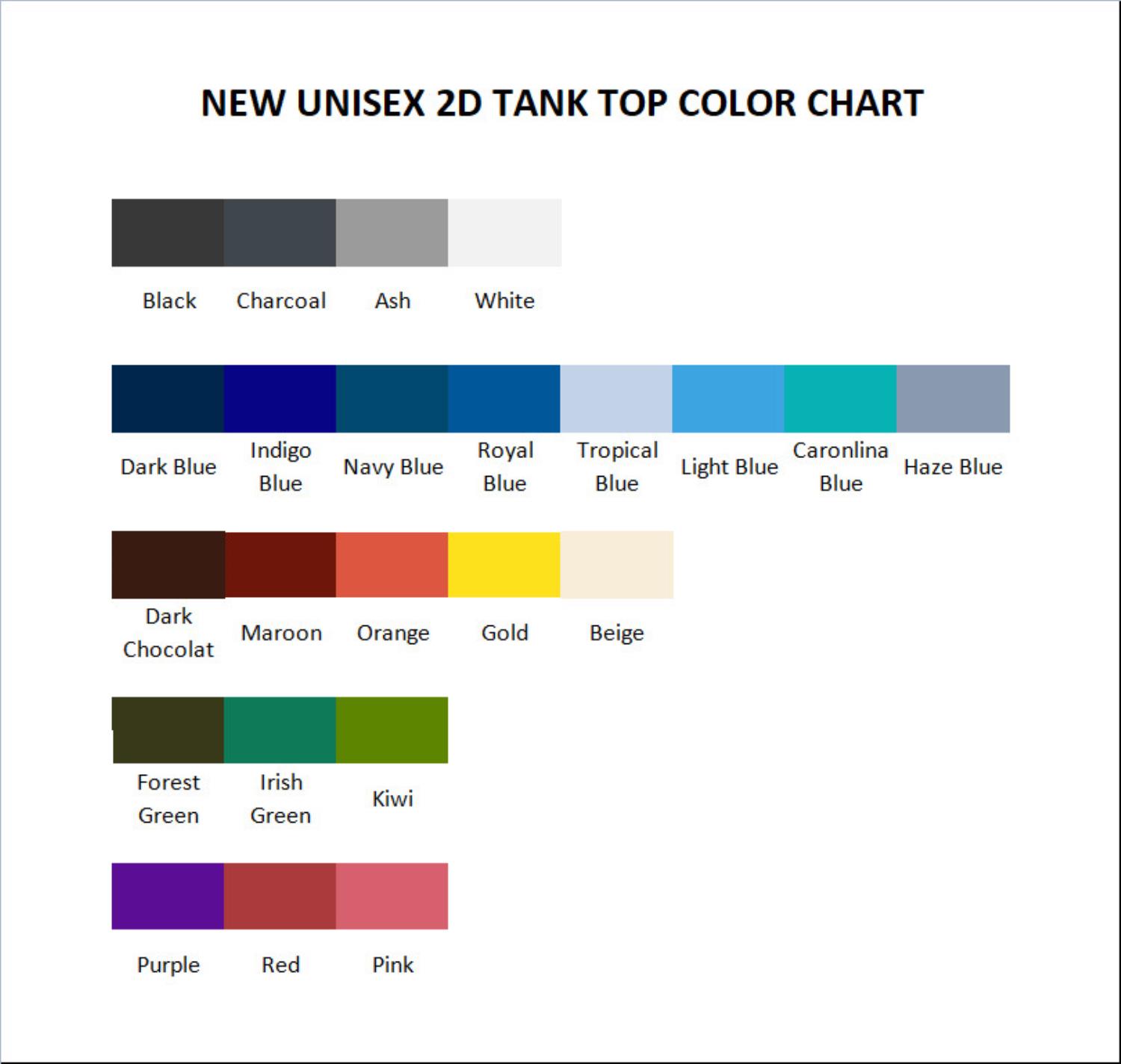 tank top color chart - Gurren Lagann Merch