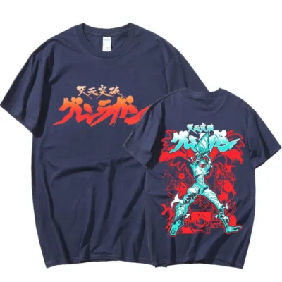 Anime Tengen Toppa Gurren Lagann T shirt Men Cotton Cozy Short Sleeve T shirts Harajuku Streetwear 1 - Gurren Lagann Merch