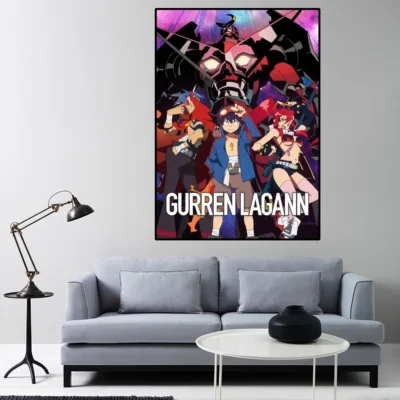 Gurren Lagann Anime Poster Home Room Decor Aesthetic Art Wall Painting Stickers 1 - Gurren Lagann Merch