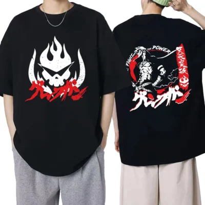 Men T Shirt Row Fight The Power Anime Tengen Toppa Gurren Lagann T shirt Short Sleeve - Gurren Lagann Merch