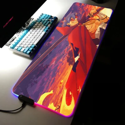 Tengen Toppa Gurren Lagann Gamer Soft RGB Mousepad XXL Locking Edge Large Mouse Pad With LED 12 - Gurren Lagann Merch